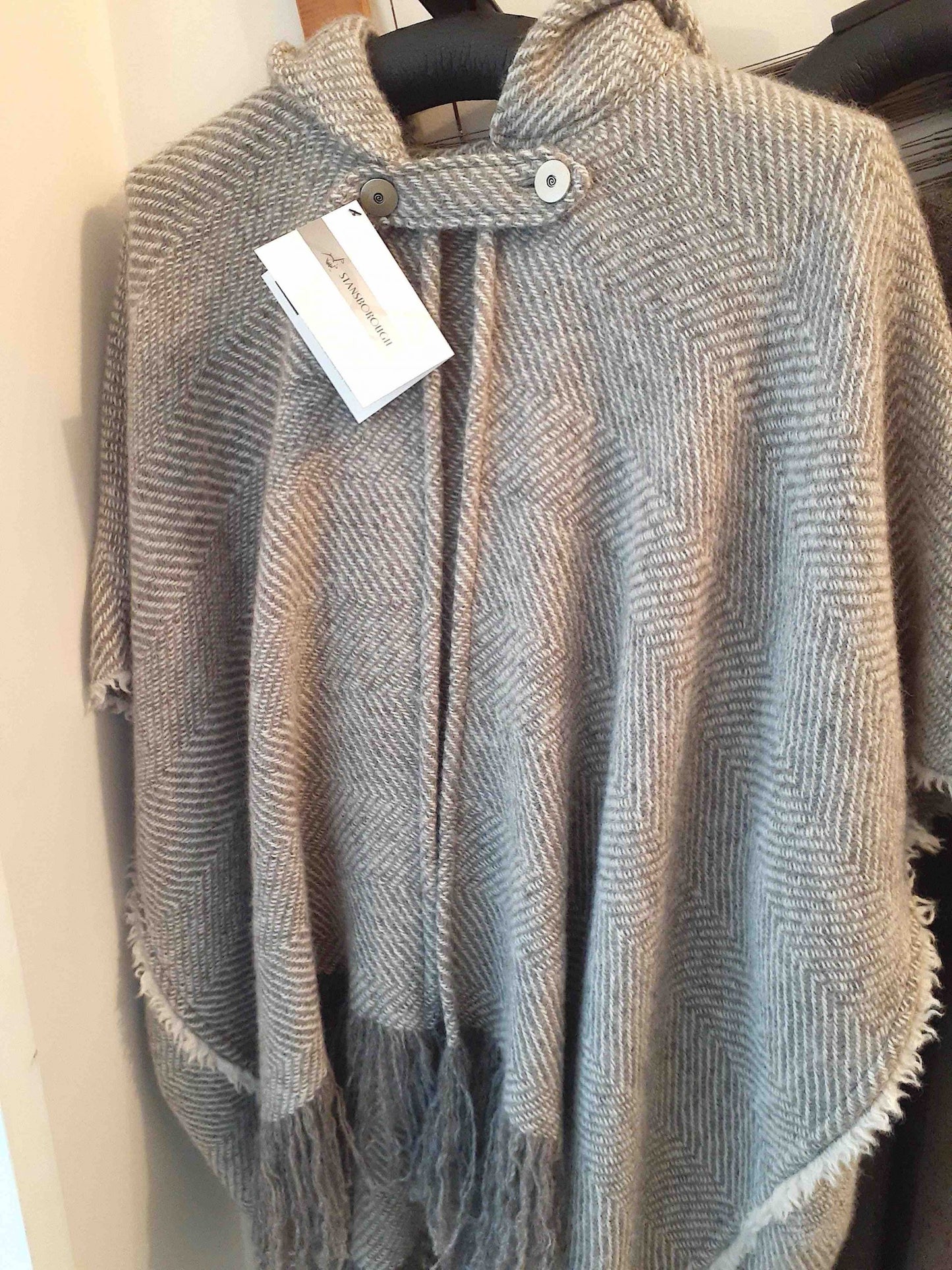 BW Ecru Check Poncho