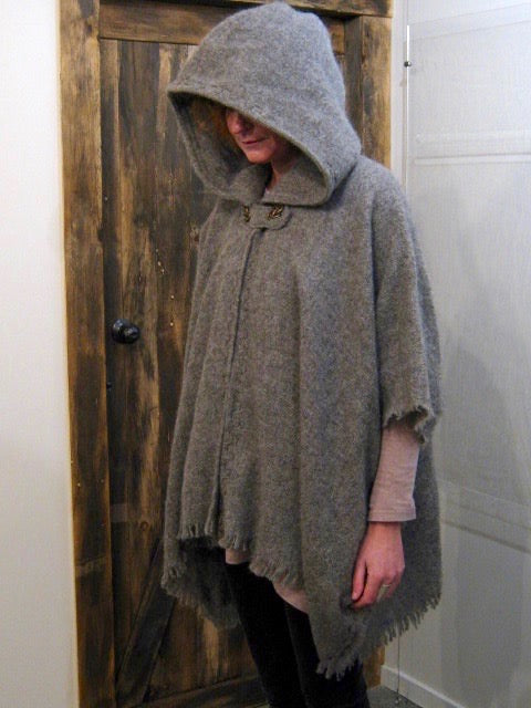 BW Ecru Check Poncho