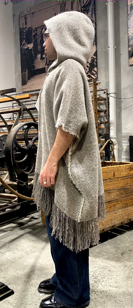 BW Ecru Check Poncho