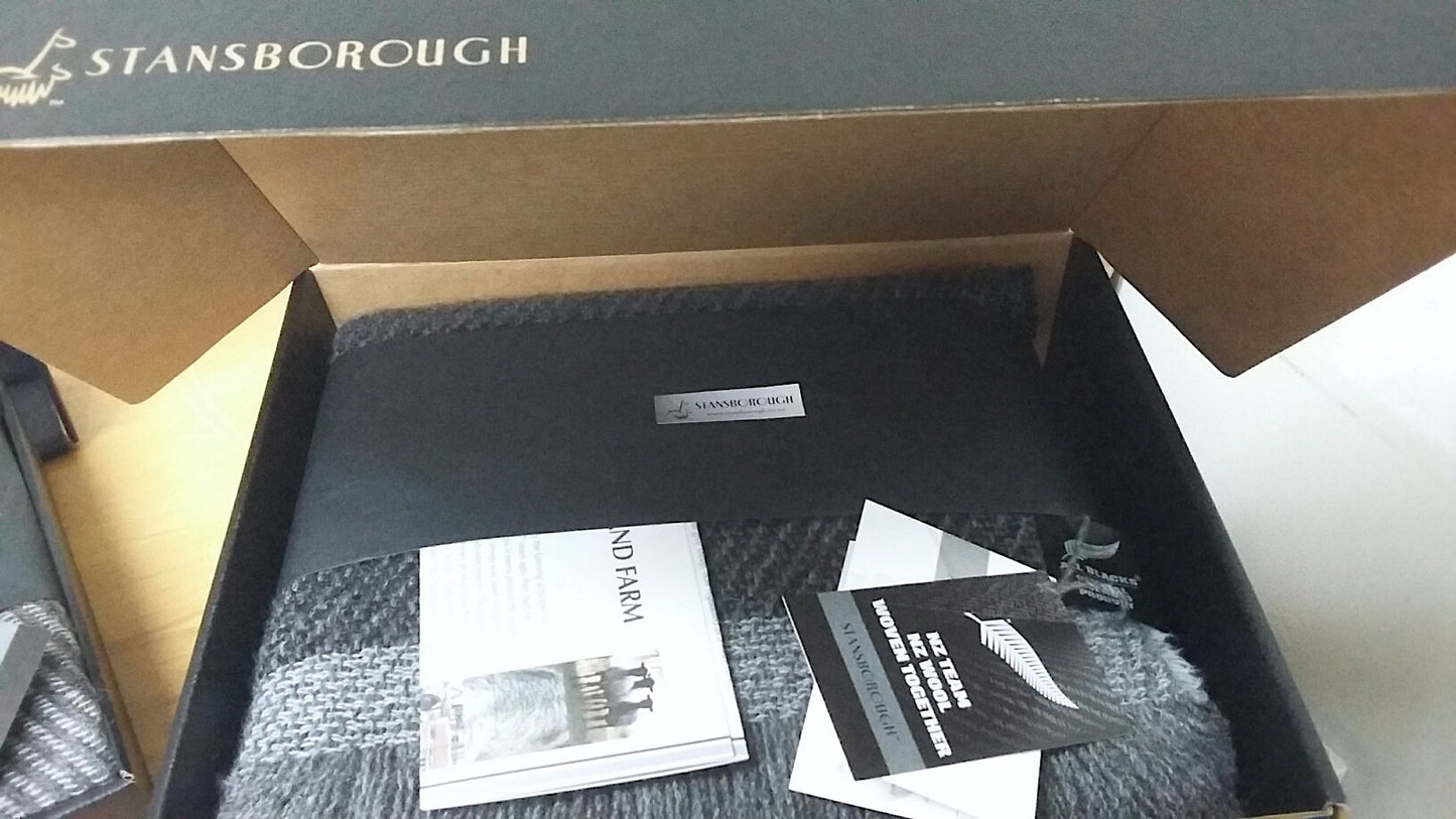 NZ Rugby Licensed BW Striped Merino Throw